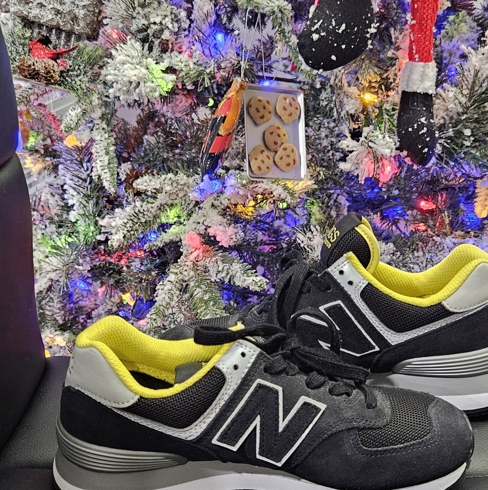 Figs New Balance Black and Gray Sneakers with Yellow Trim